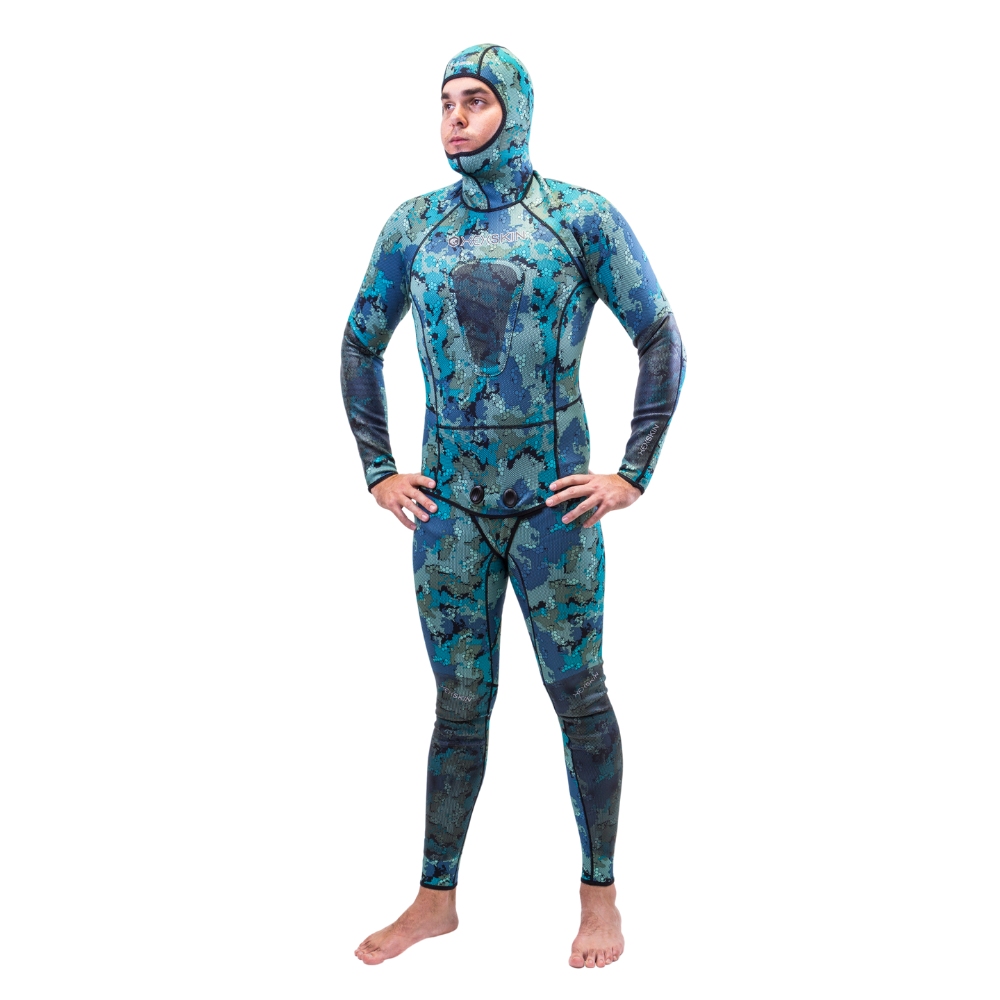 Red Rum Spearfishing Wetsuit - Blue Camo, 2 mm wetsuit for men